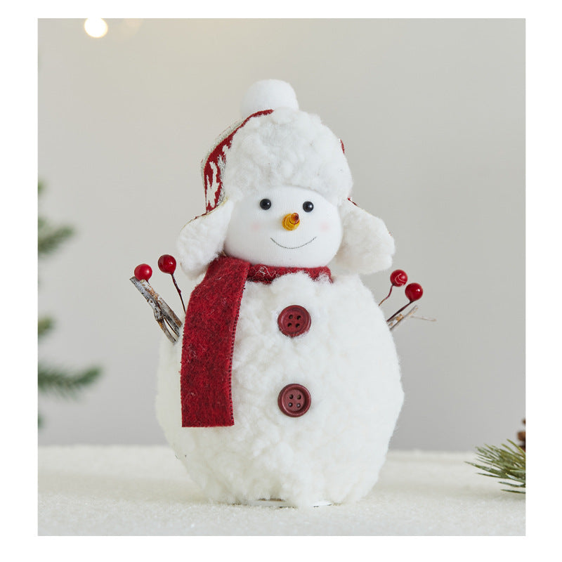 Giftwowo 1PC Christmas Snowman Decorations Cute Plush Gift Ornaments Desktop Holiday Cartoon Doll Fabric Pendant New Year Gift