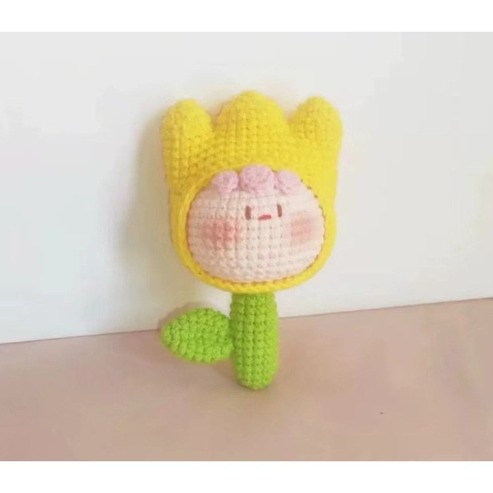 Giftwowo Handmade Yarn Flower Bouquet Dumpling Decoration – Finished DIY Crochet Gift for Teachers, Holiday Gift Idea