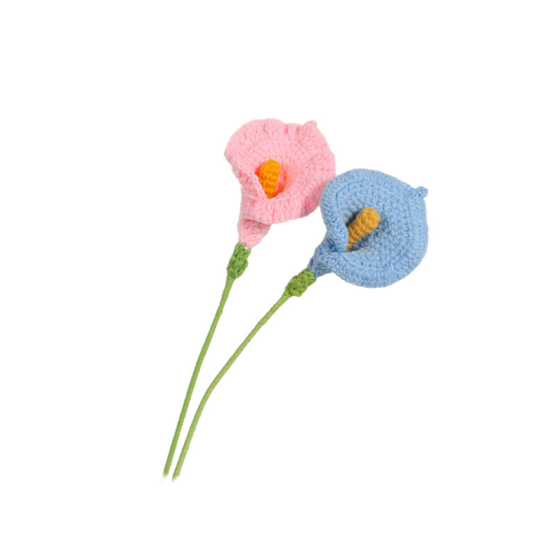 Giftwowo Handmade Crochet Calla Lily Yarn Flower - Faux Yarn Eternal Flower for Home Decor, Handcrafted Calla Lily Crochet Art
