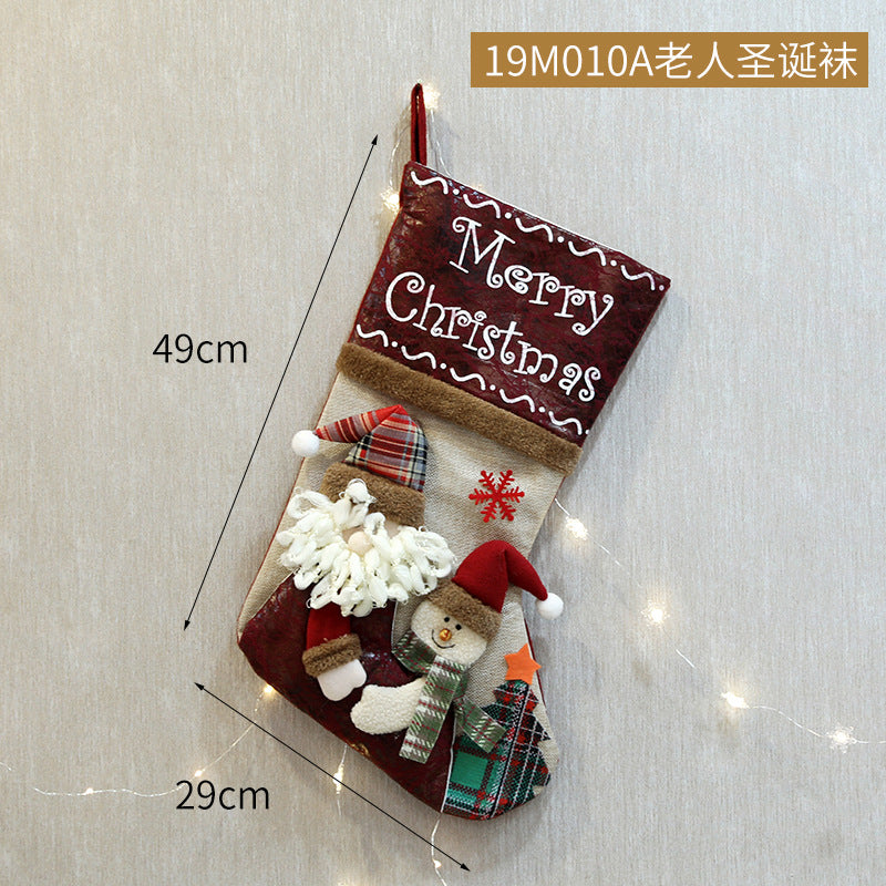 1PC Christmax Stocking Large Plush Socks Gift Socks Candy Socks Christmas Eve Bag Xmas Decorations