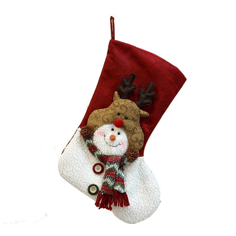1PC Christmax Stocking Large Plush Socks Gift Socks Candy Socks Christmas Eve Bag Xmas Decorations