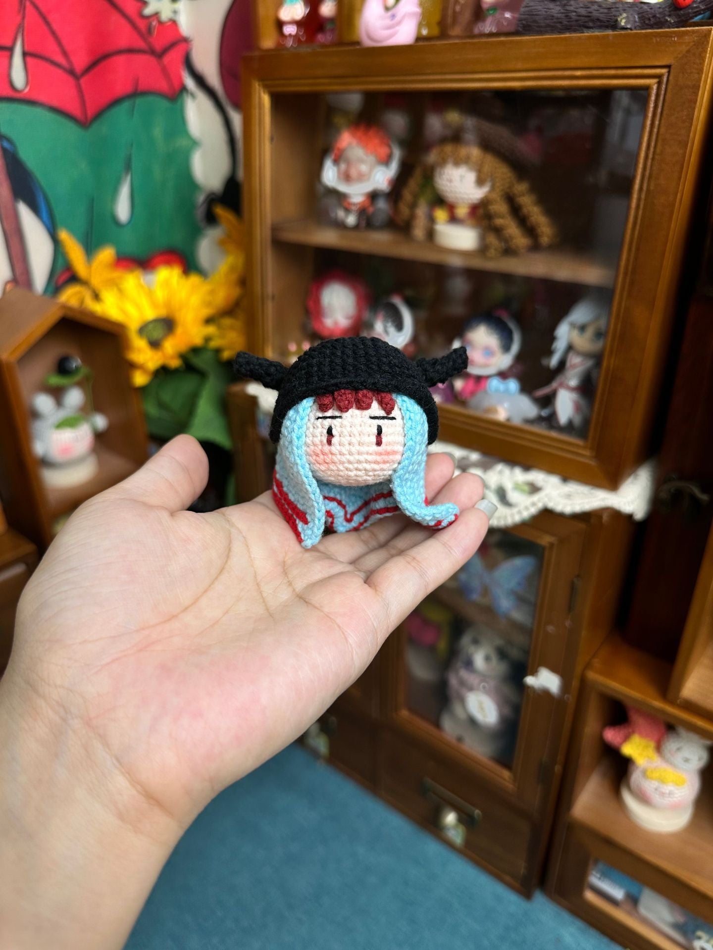 Giftwowo 1PC Handmade Crochet Yarn Doll Keychain, Figurine, Headband, Car Charm, Hair Accessory