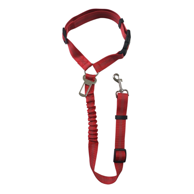 Giftwowo Car Safety Pet Leash – Elastic Retractable with Double-Sided Reflective Straps for Teddy & Pomeranian Dogs