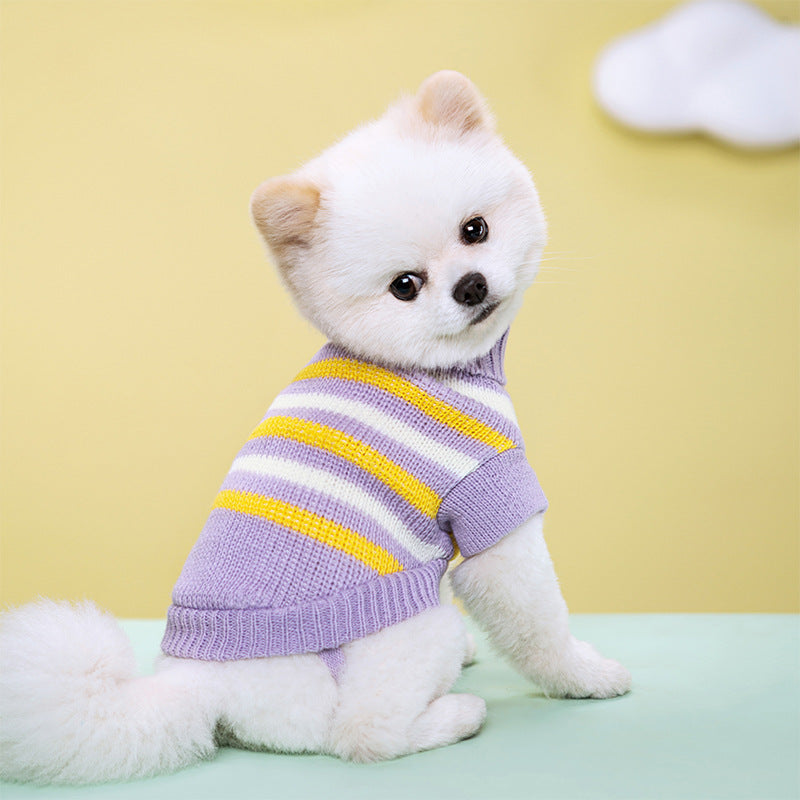 Giftwowo New Spring Autumn and Winter Multicolor Knitted Sweater Pet Clothes, Dog Outfit, Two-Legged Warm Casual Apparel
