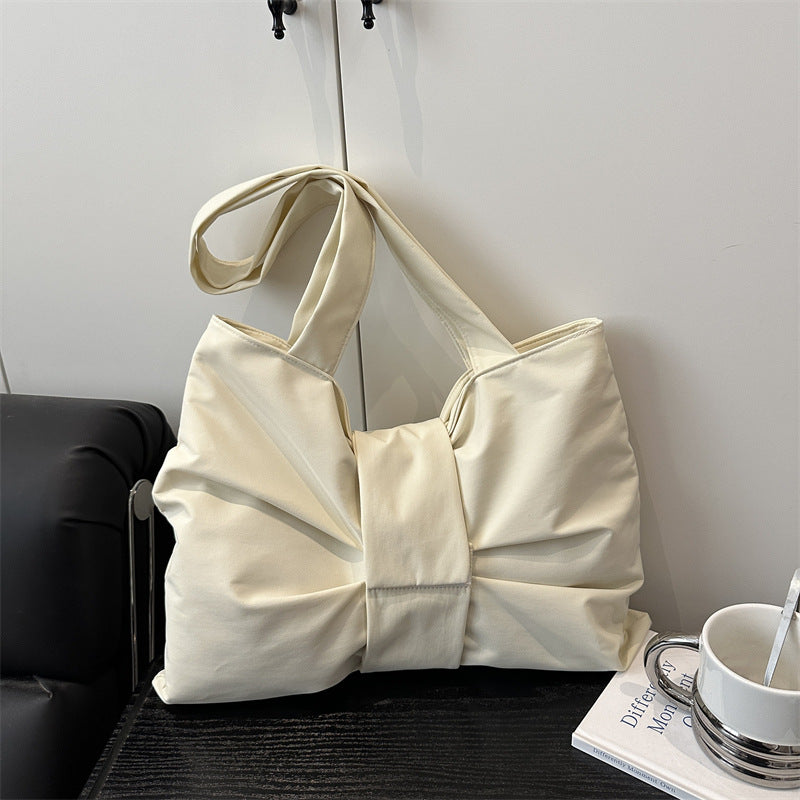 Giftwowo Korean Style Personalized Bowknot Tote Bag, Large Capacity Crossbody Shoulder Bag, Canvas Backpack for College Students