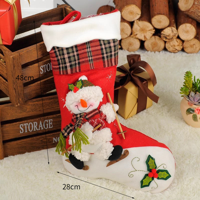 1PC Christmax Stocking Large Plush Socks Gift Socks Candy Socks Christmas Eve Bag Xmas Decorations