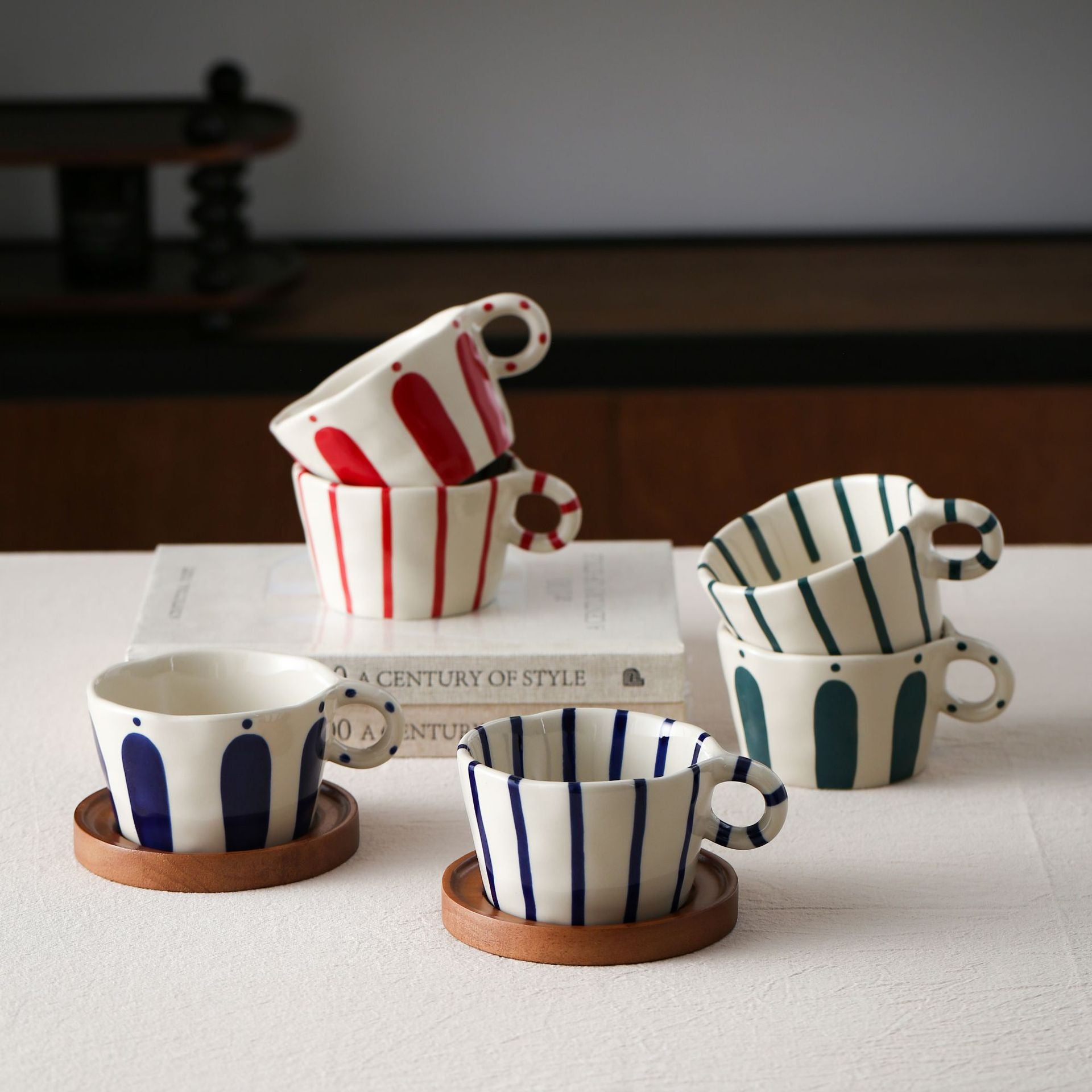 Giftwowo 1PC Japanese Retro Underglaze Colored Ceramic Coff Cup, Latte Highbrow Mug, Home Afternoon Tea Cup