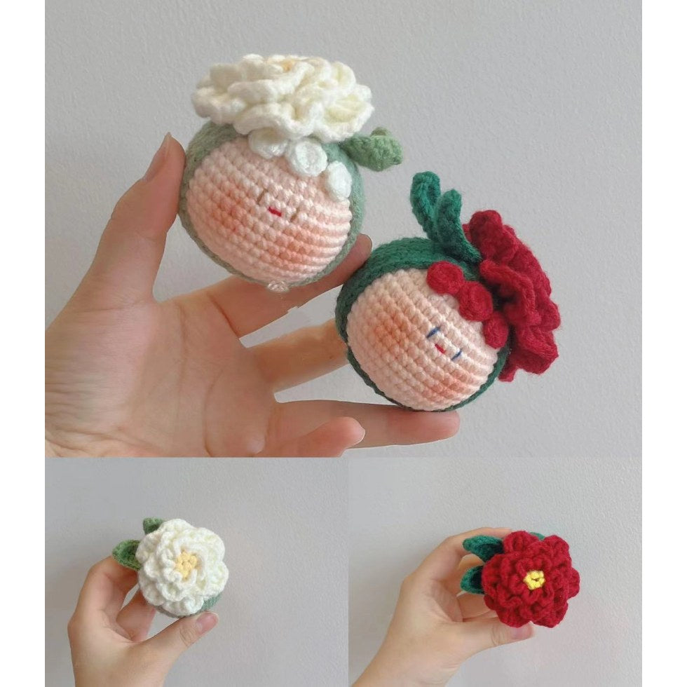 Giftwowo Handmade Yarn Flower Bouquet Dumpling Decoration – Finished DIY Crochet Gift for Teachers, Holiday Gift Idea