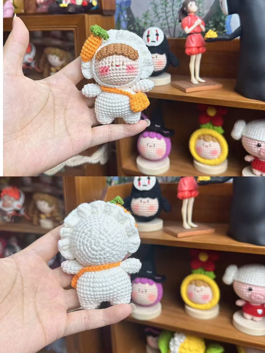 Giftwowo Finished Crochet Doll Keychain, Handmade Yarn Crochet Figurine, Creative Gift Keychain, Retail Handmade Accessories