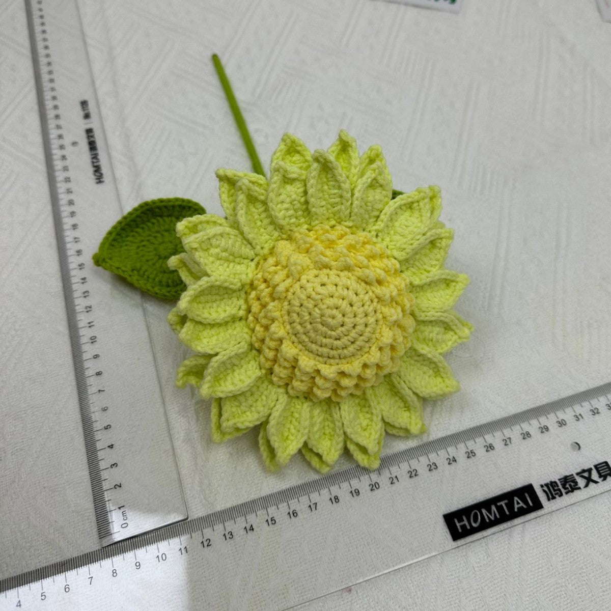 Giftwowo 1PC Handcrafted Double-Layered Sunflower with Seeds – Crochet Faux Flower Bouquet, Handmade Floral Arrangement for Tabletop Décor