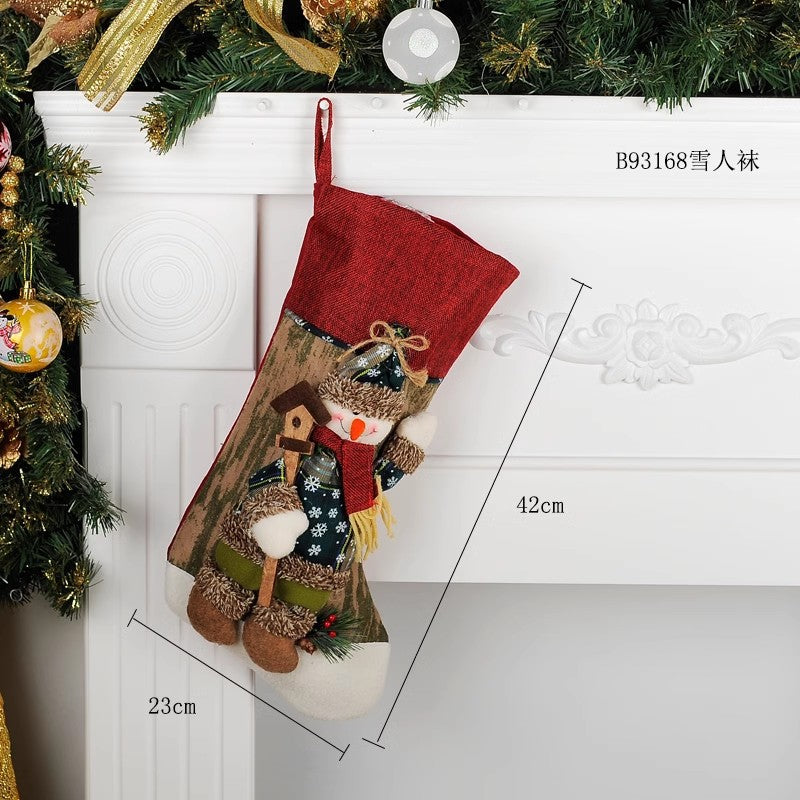 1PC Christmax Stocking Large Plush Socks Gift Socks Candy Socks Christmas Eve Bag Xmas Decorations