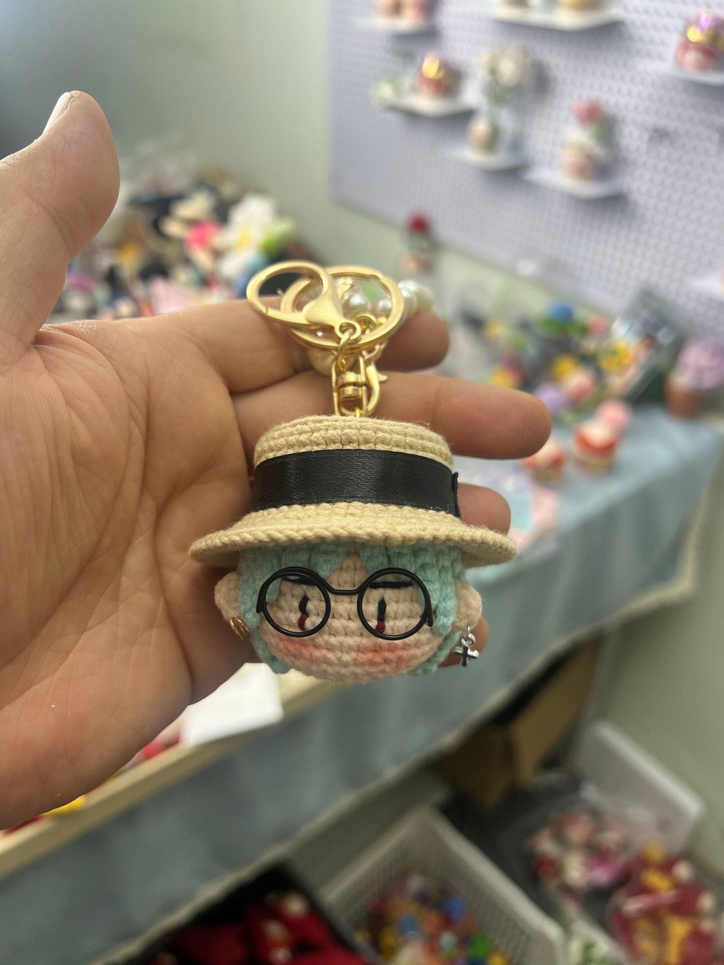 Giftwowo 1PC Handmade Crochet Yarn Doll Keychain, Figurine, Headband, Car Charm, Hair Accessory