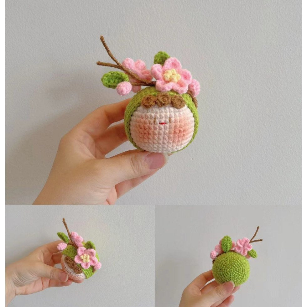Giftwowo Handmade Yarn Flower Bouquet Dumpling Decoration – Finished DIY Crochet Gift for Teachers, Holiday Gift Idea