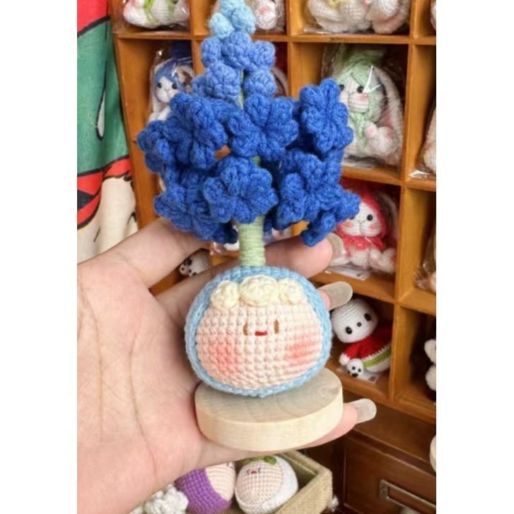 Giftwowo Handmade Yarn Flower Bouquet Dumpling Decoration – Finished DIY Crochet Gift for Teachers, Holiday Gift Idea
