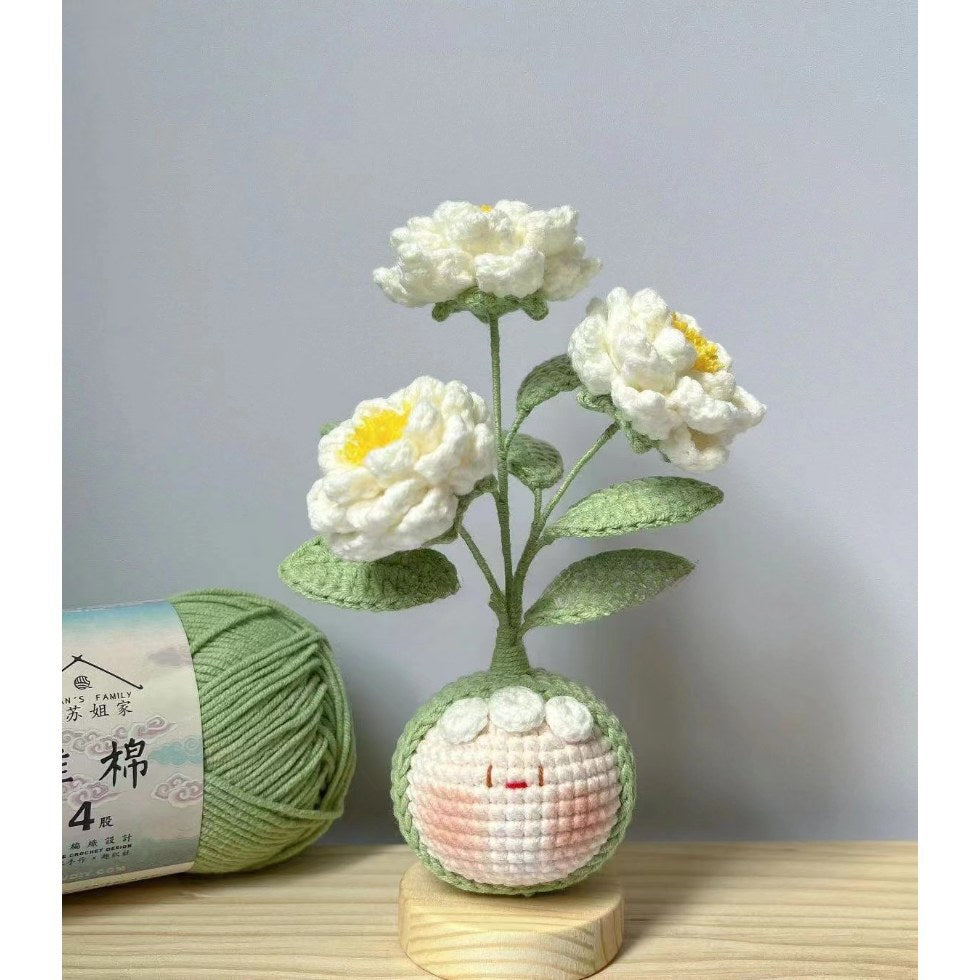 Giftwowo Handmade Yarn Flower Bouquet Dumpling Decoration – Finished DIY Crochet Gift for Teachers, Holiday Gift Idea