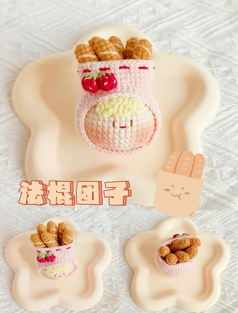 Giftwowo Handmade Yarn Crochet Pom-Pom Doll, Finished Soft and Cute DIY Keychain, Personalized Accessories, Adorable Plush Figurine