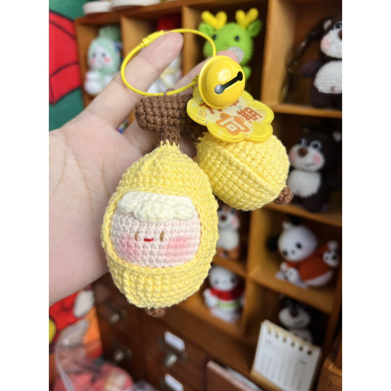 Giftwowo Handmade Yarn Crochet Pom-Pom Doll, Finished Soft and Cute DIY Keychain, Personalized Accessories, Adorable Plush Figurine
