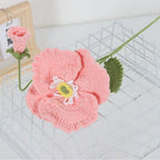 Giftwowo 1PC Handcrafted Yarn Flower Bouquet – Crochet Faux Flower Arrangement with Skirt Edging, Ready-to-Display Yarn Flowers