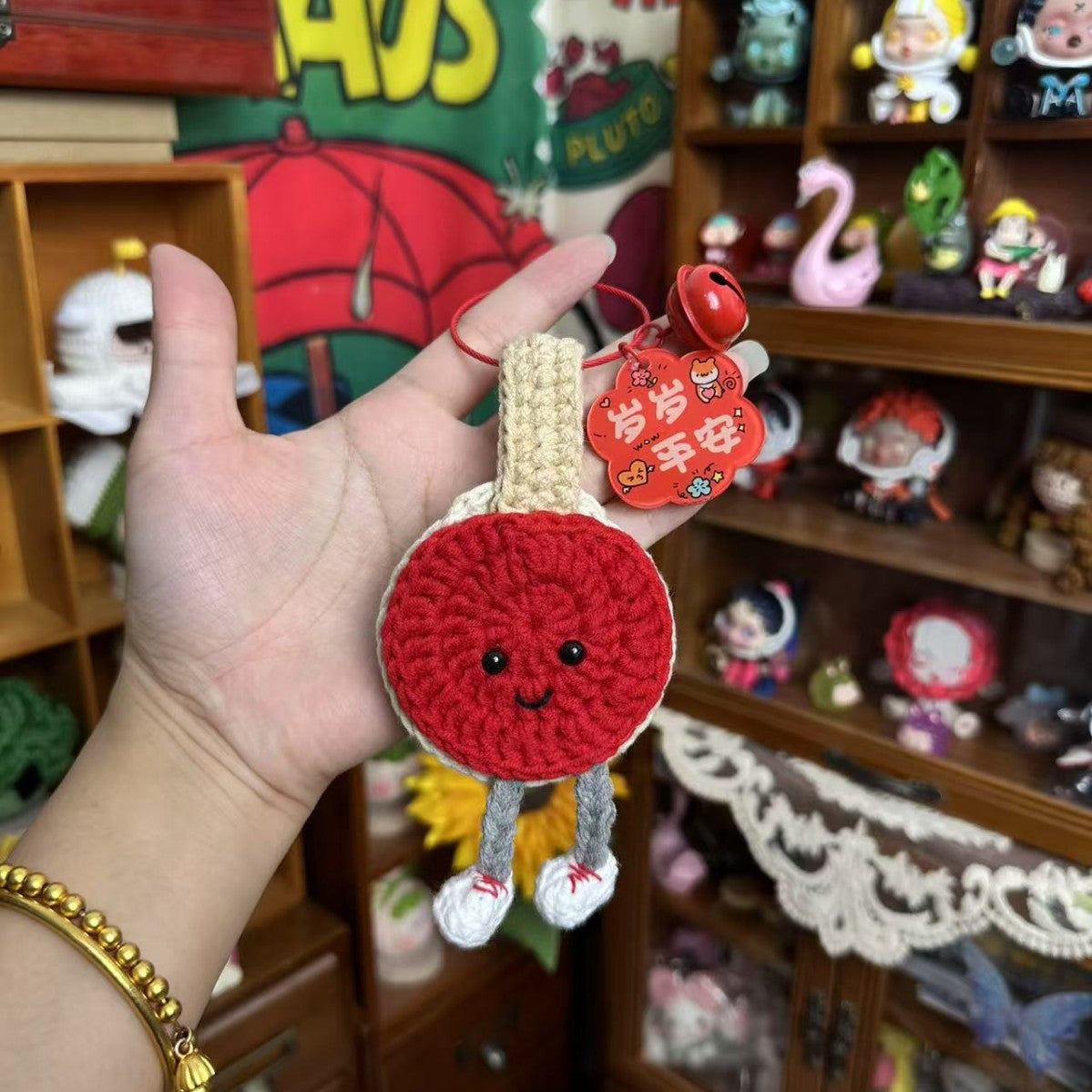 Giftwowo 1PC Handmade Yarn Crochet Pom-Pom Keychain Bag Accessory Pendant Gift Series - Creative Craft for Gifting