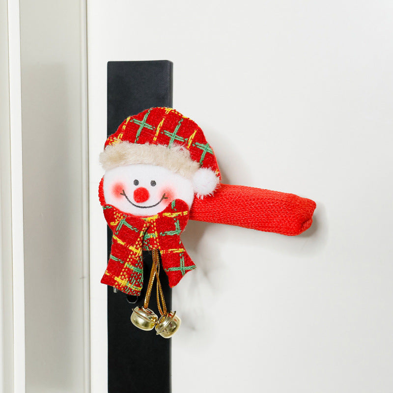 Giftwowo 1PC Christmas Decor – Cartoon Santa with Bells Door Handle Cover, Anti-collision & Anti-static Protector for Room Handles