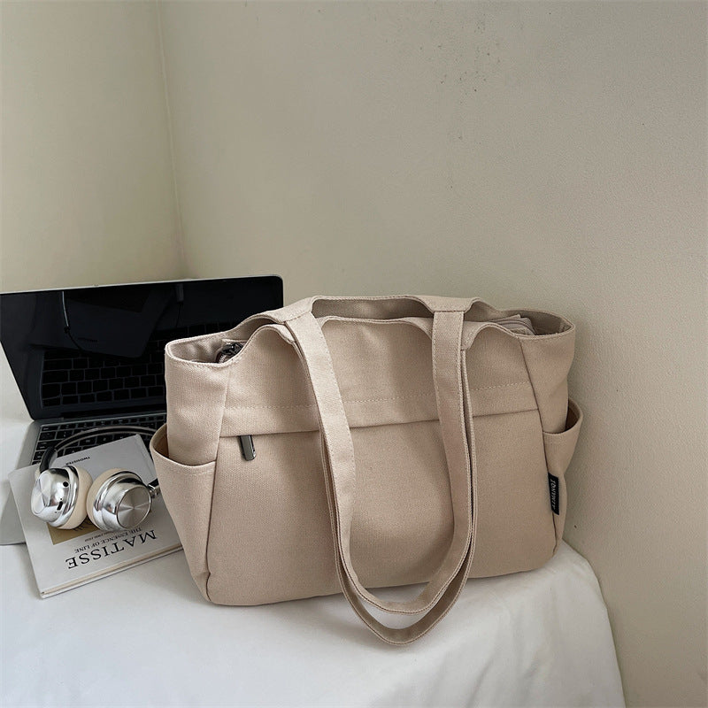 Giftwowo 1PC Canvas Bag for Women, Versatile Casual Tote Bag, Large Capacity Commuter Shoulder Handbag for Students, Classroom Tote