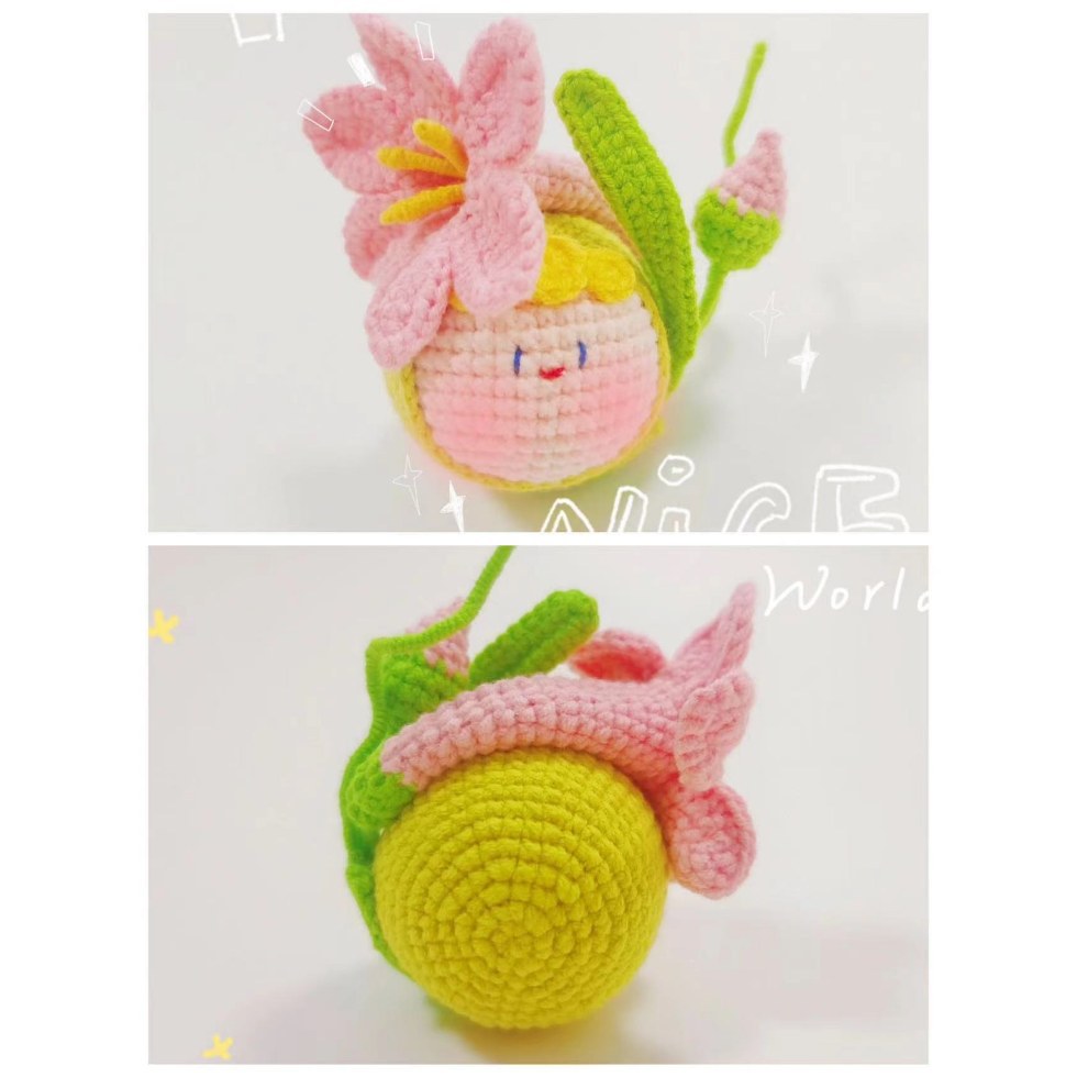 Giftwowo Handmade Yarn Flower Bouquet Dumpling Decoration – Finished DIY Crochet Gift for Teachers, Holiday Gift Idea