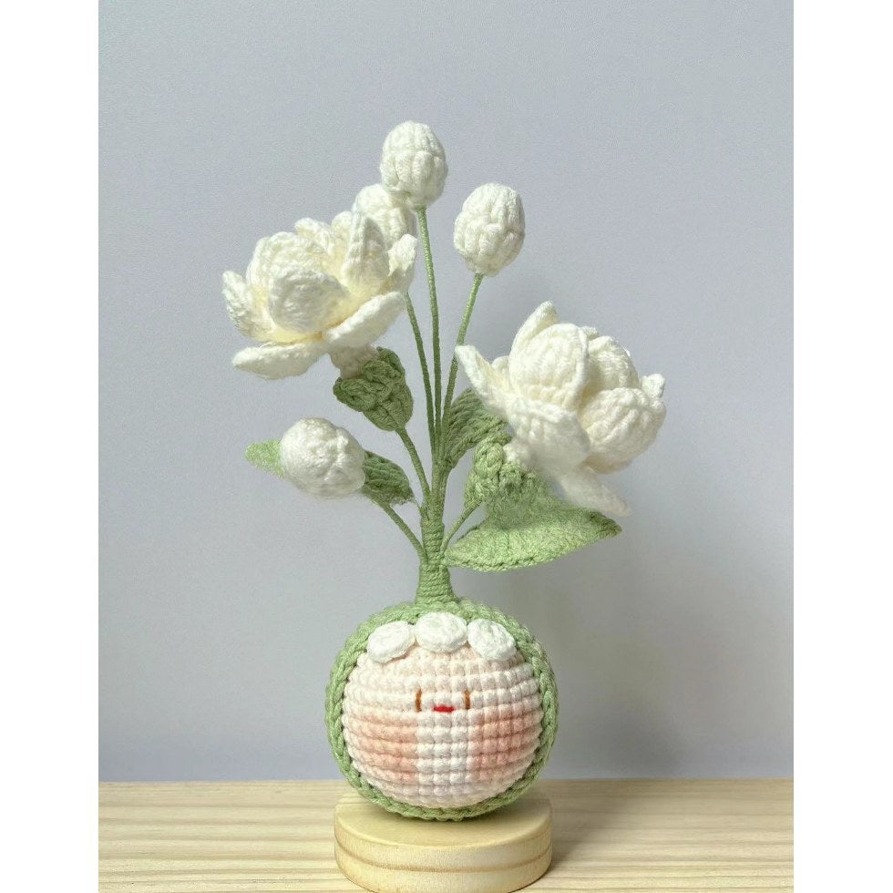 Giftwowo Handmade Yarn Flower Bouquet Dumpling Decoration – Finished DIY Crochet Gift for Teachers, Holiday Gift Idea