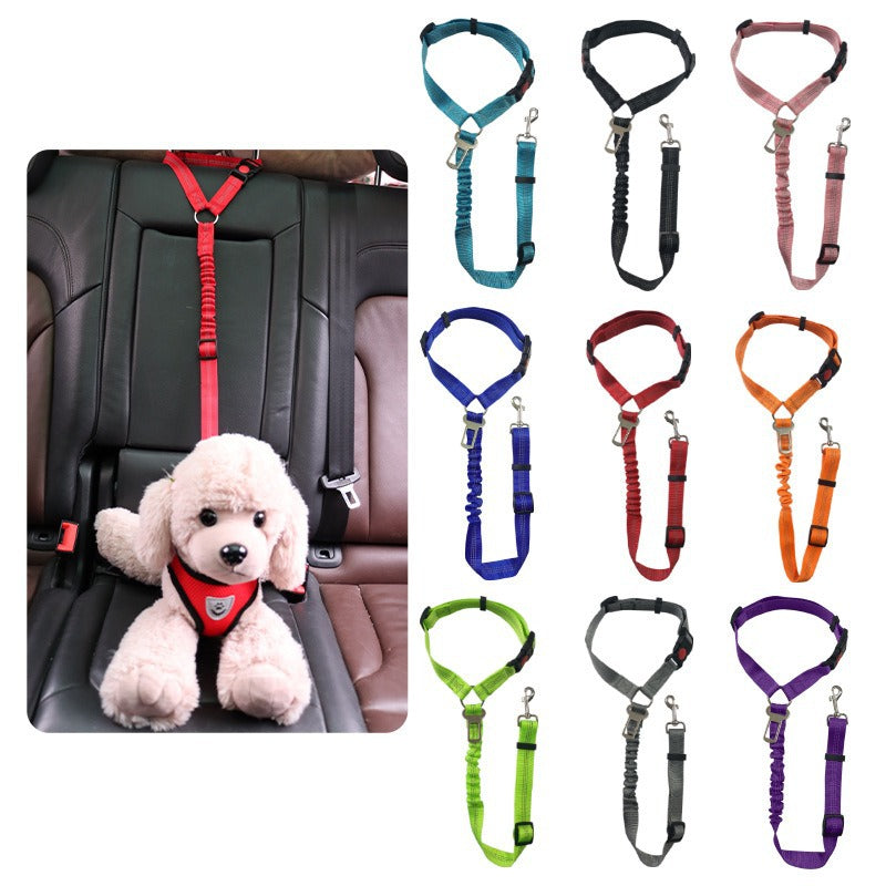 Giftwowo Car Safety Pet Leash – Elastic Retractable with Double-Sided Reflective Straps for Teddy & Pomeranian Dogs
