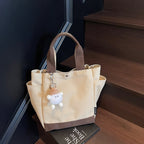 Giftwowo 1PC College Student Shoulder Bag Large-capacity Canvas Commuting Underarm Tote Bag Convenient Practical Shopping Handbag