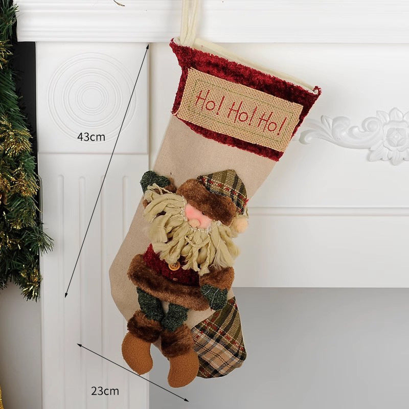 1PC Christmax Stocking Large Plush Socks Gift Socks Candy Socks Christmas Eve Bag Xmas Decorations