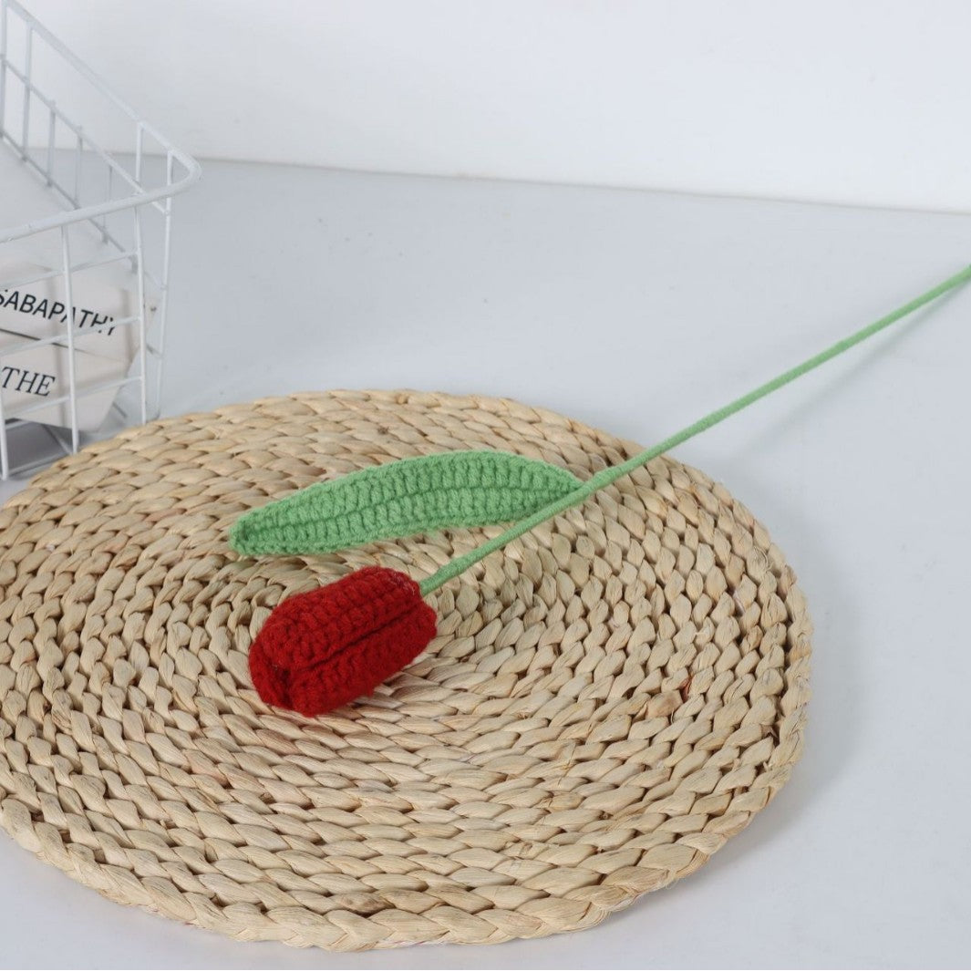 Giftwowo Handmade Yarn Tulip Bouquet - Wholesale Faux Crochet Open & Closed Tulip Flowers, Handcrafted Yarn Floral Arrangement