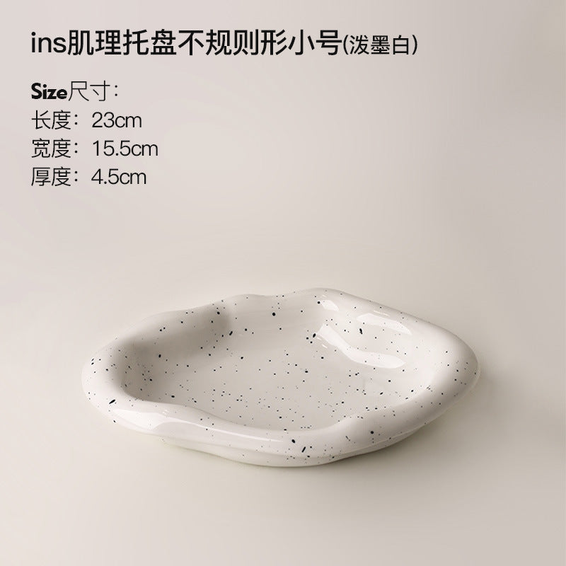 Giftwowo 1PC Ins Silver Ceramic Tray Key Storyage Jewelry Watch Display Decoration Furniture Office Decoration