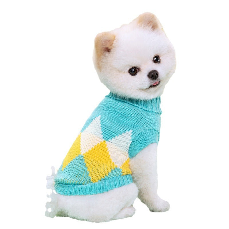 Giftwowo New Pet Clothing, Multi-Color Knitted Dog Sweater, Warm Two-Legged Casual Outfit for Fall & Winter