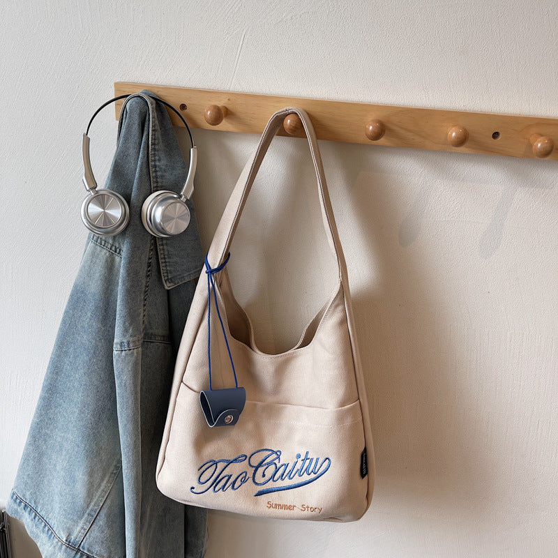 Giftwowo 1PC Red Girls Shoulder Bag Casual Canvas Tote Bag Wommen Shopping Bag Large Capacity College Style