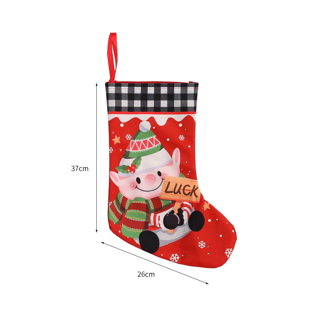 Giftwowo 1PC Cloth Christmas Stockings Multicolor Large Capacity Xmas Decorations Bag Durable DIY Red Fireplace Hanging