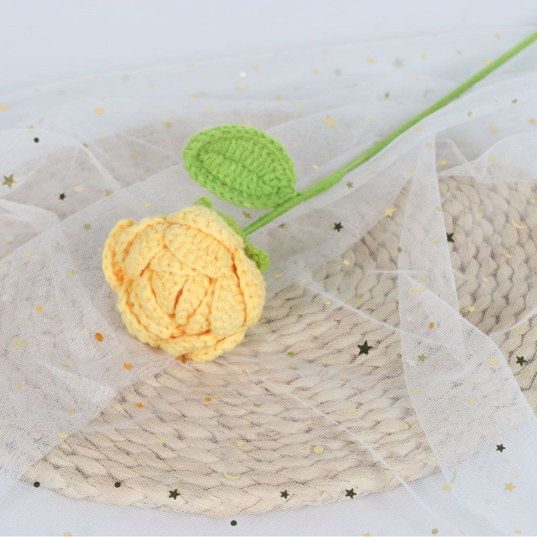 Giftwowo Handmade Yarn Rose Bouquet - Knitted Yarn Flowers for Mother's Day, Handcrafted Flower Bouquet, Crochet Yarn Roses