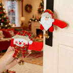 Giftwowo 1PC Christmas Decor – Cartoon Santa with Bells Door Handle Cover, Anti-collision & Anti-static Protector for Room Handles