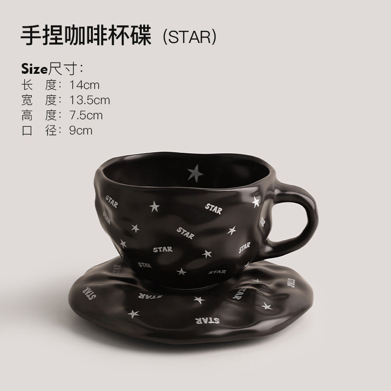 Giftwowo 1PC Irregular Ceramic Coffee Cup and Saucer Afternoon Teacup Office Home Milk Cup Water Cups for Gifts