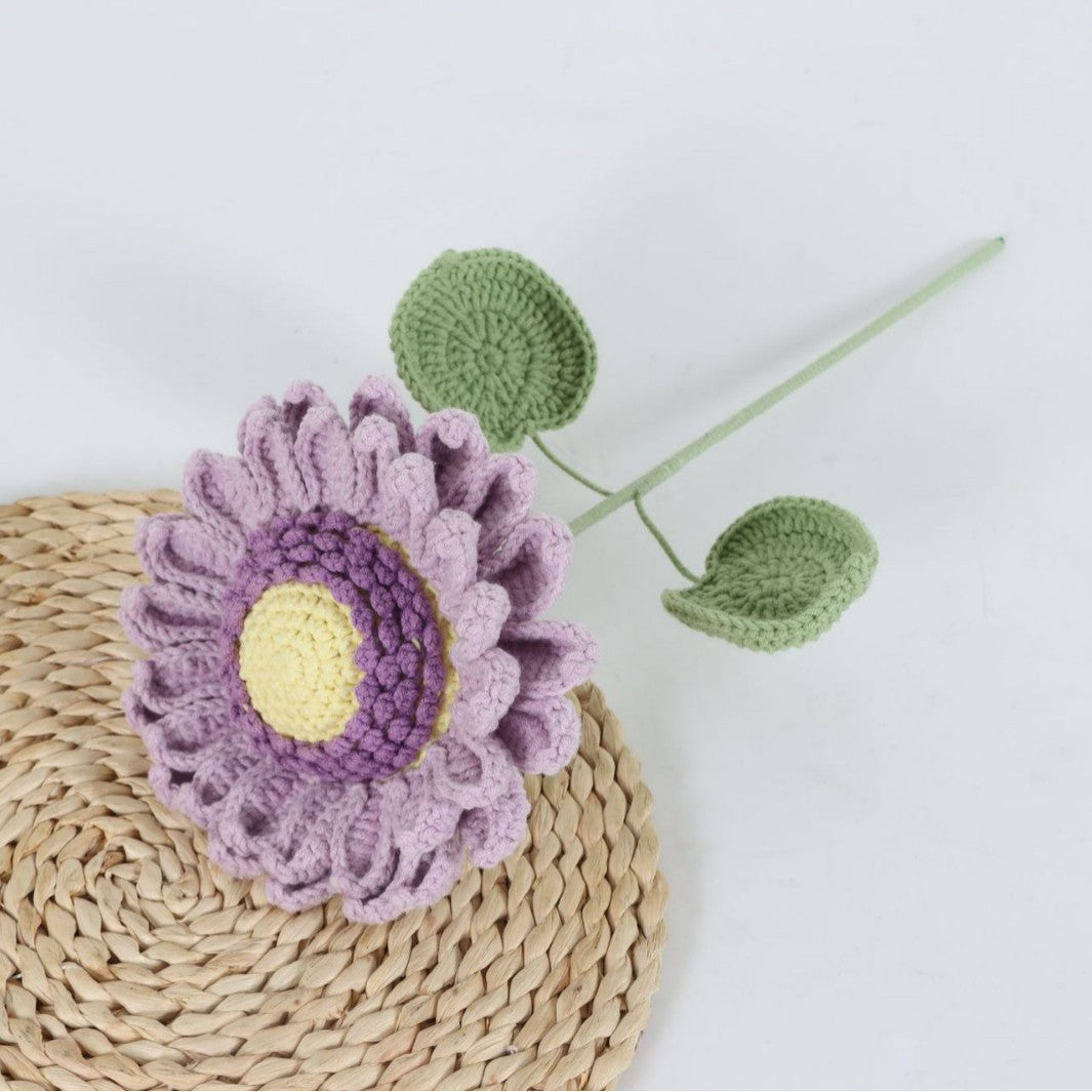 Giftwowo Handmade Single-Layer Sunflower Bouquet - Light Green Yarn Sunflower, Perfect Gift for Any Occasion