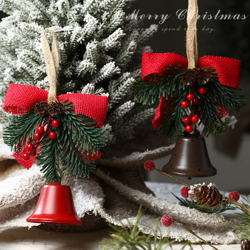 Giftwowo 1PC Christmas Bell Bow Ornament – Festive Christmas Decoration, Pinecone & Bell, Atmosphere Gift