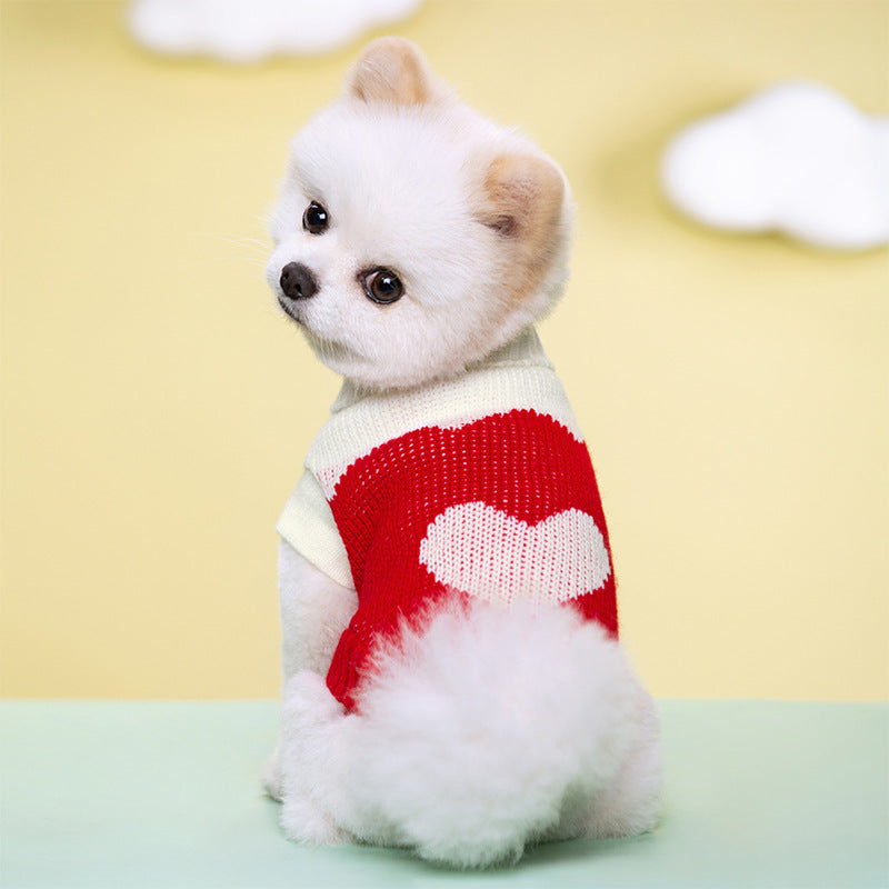 Giftwowo New Pet Clothing, Multi-Color Knitted Dog Sweater, Warm Two-Legged Casual Outfit for Fall & Winter