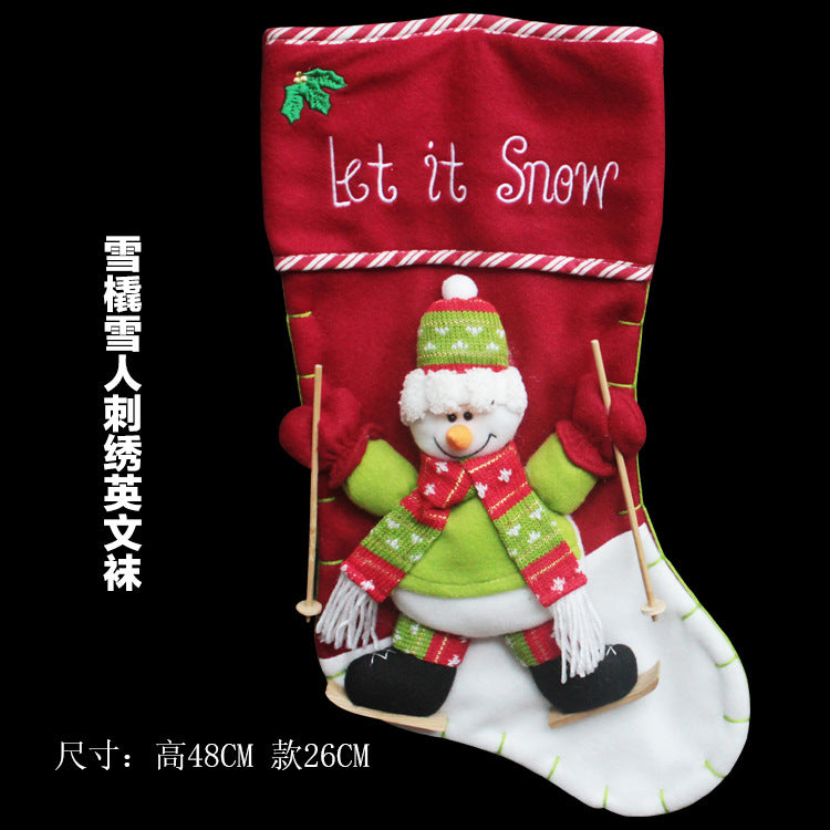 1PC Christmax Stocking Large Plush Socks Gift Socks Candy Socks Christmas Eve Bag Xmas Decorations