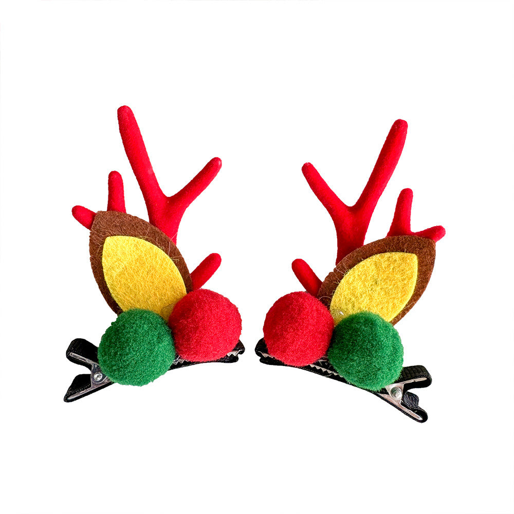 Giftwowo 1PC Cute Christmas Reindeer Antler Hair Clip – Cartoon Faux Deer Antlers for Kids, Magical and Sweet Christmas Headpiece