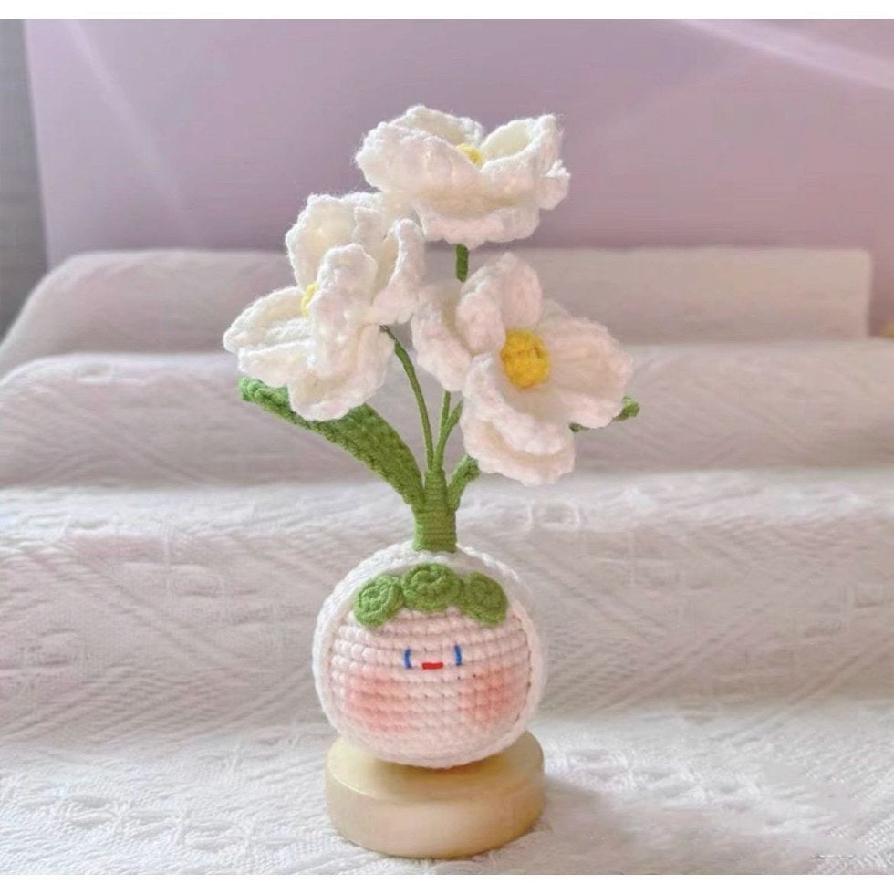 Giftwowo Handmade Yarn Flower Bouquet Dumpling Decoration – Finished DIY Crochet Gift for Teachers, Holiday Gift Idea