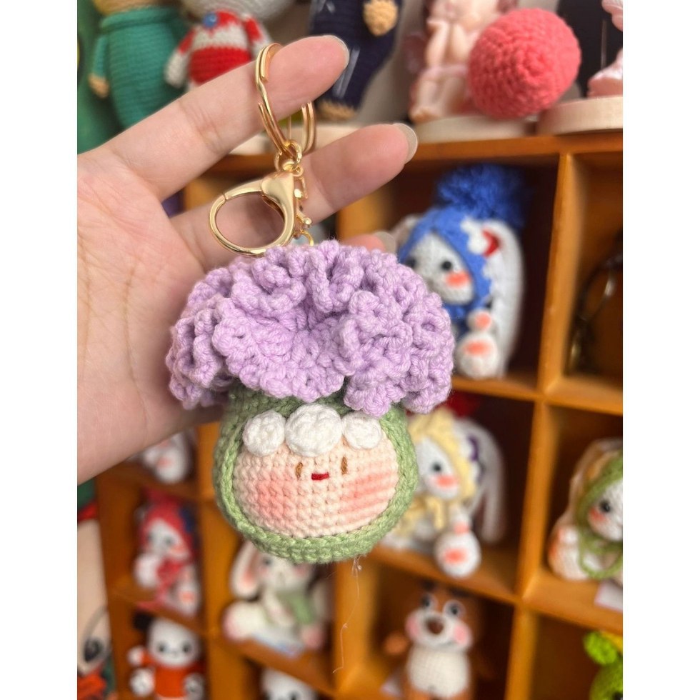 Giftwowo Handmade Yarn Flower Bouquet Dumpling Decoration – Finished DIY Crochet Gift for Teachers, Holiday Gift Idea