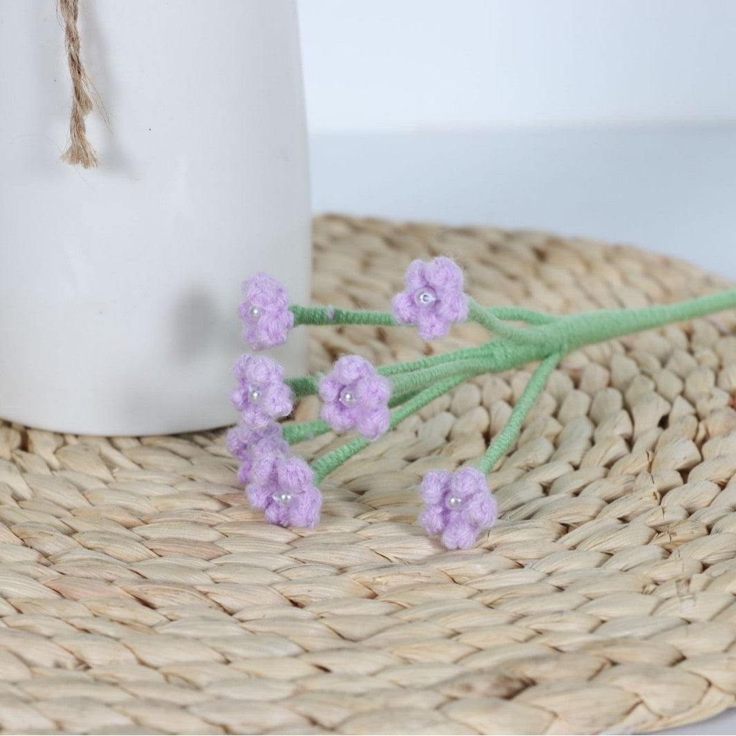 Giftwowo 1PC Baby's Breath Handcrafted Yarn Crochet Bouquet – Handmade Flower Arrangement, Faux Flowers for Gifts, Perfect for Valentine's Day & Qixi