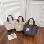 Giftwowo 1PC College Student Shoulder Bag Large-capacity Canvas Commuting Underarm Tote Bag Convenient Practical Shopping Handbag