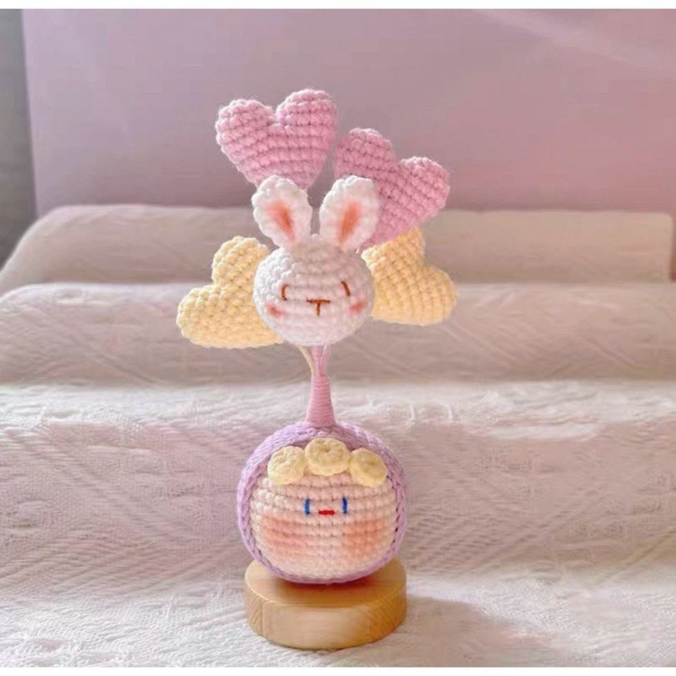 Giftwowo Handmade Yarn Flower Bouquet Dumpling Decoration – Finished DIY Crochet Gift for Teachers, Holiday Gift Idea