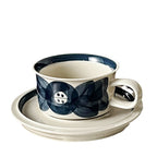 Giftwowo 1PC Ceramic Coffee Cups and Saucers Delicate Printing Afternoon Tea Drinkware Brekfast Cup Pastry Plate Gift