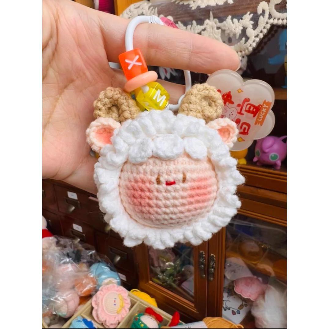 Giftwowo Handmade Yarn Crochet Pom-Pom Collection, 3D Bag Pendant & Keychain, Trendy Doll Accessories
